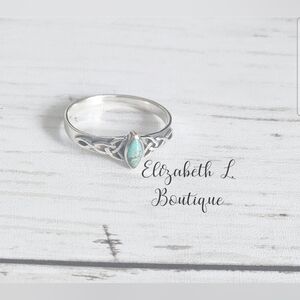 925 Sterling Silver Genuine Turquoise Celtic Ring Boutique New!
